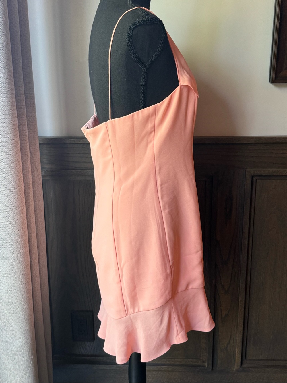 NBD Blush Peach Asymmetric Ruffle-Hem Mini Dress - Picture 6 of 9